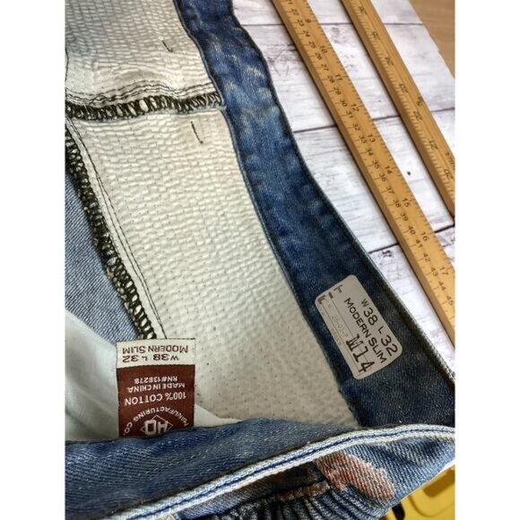 cowgirl argyle boho cozy grandpa dad AO American Legacy Denim Jeans W38 L32 M14 - Picture 5 of 6